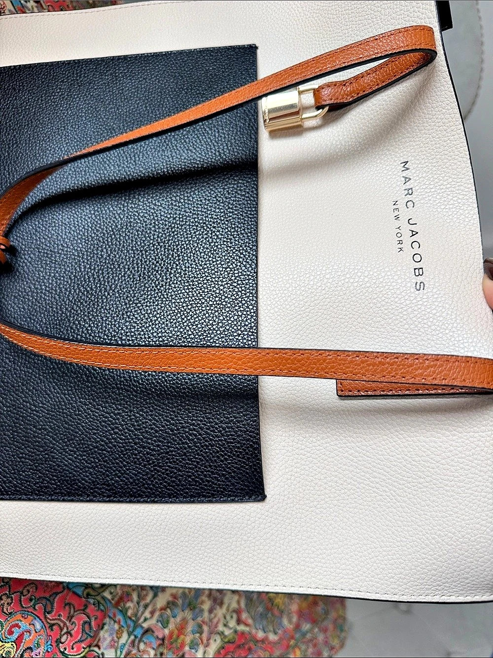 Marc Jacobs Colorblock Leather Tote in White & Black